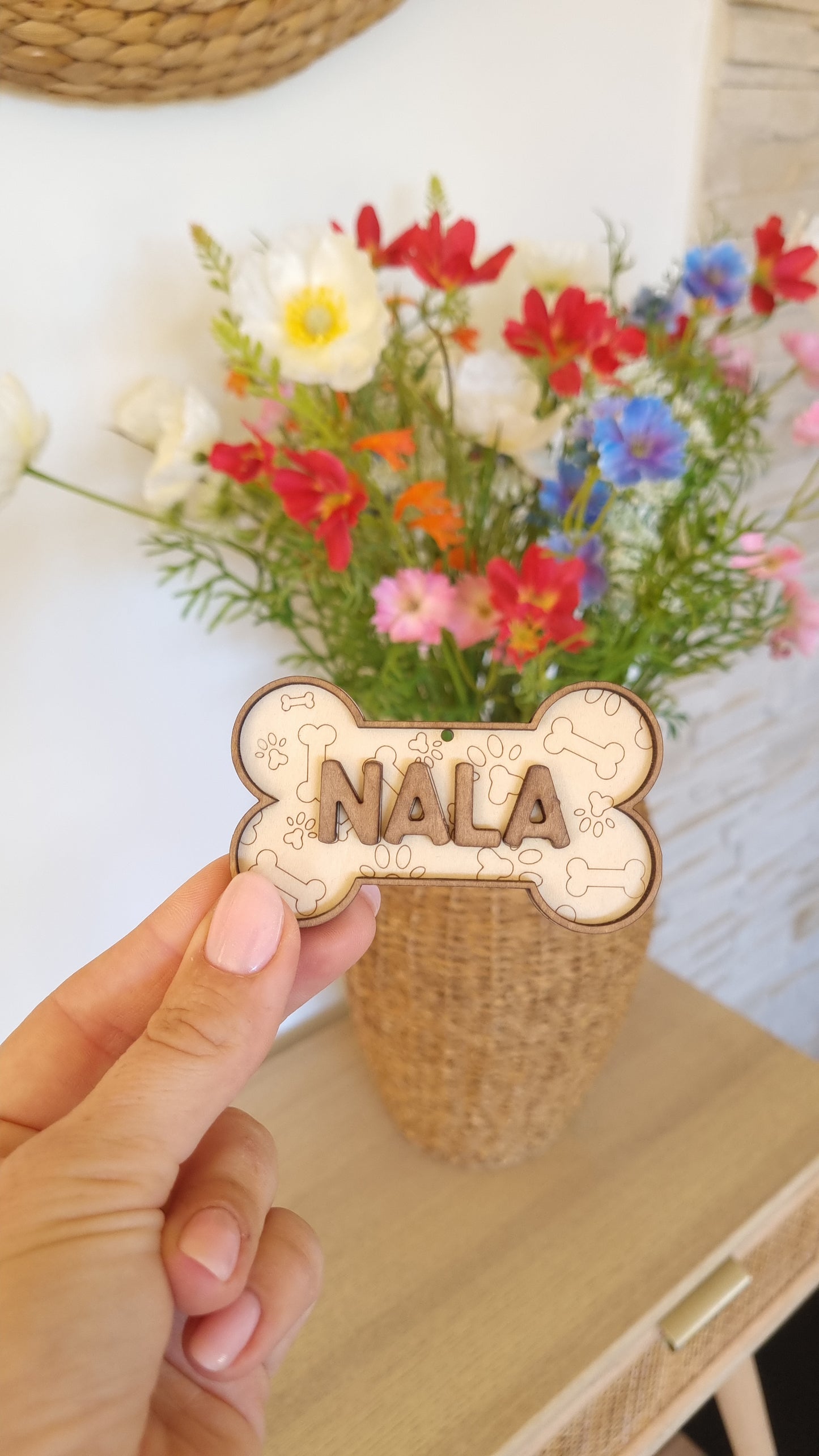 Boules de Noël en bois Os de chien