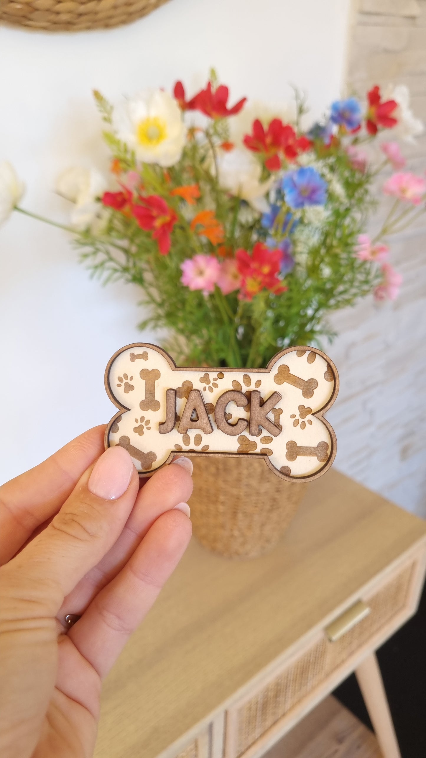 Boules de Noël en bois Os de chien