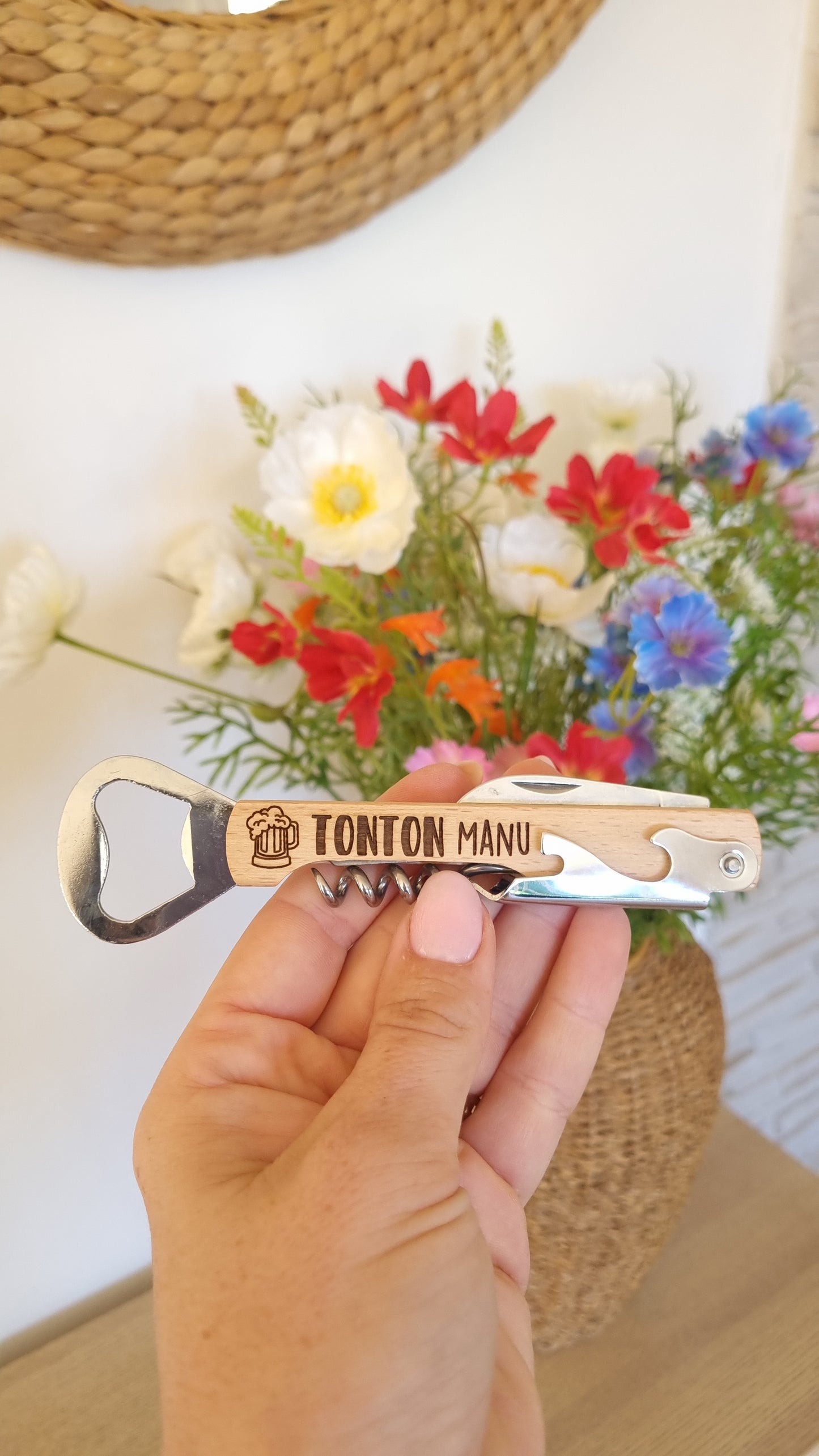 Limonadier décapsuleur en bois personnalisé