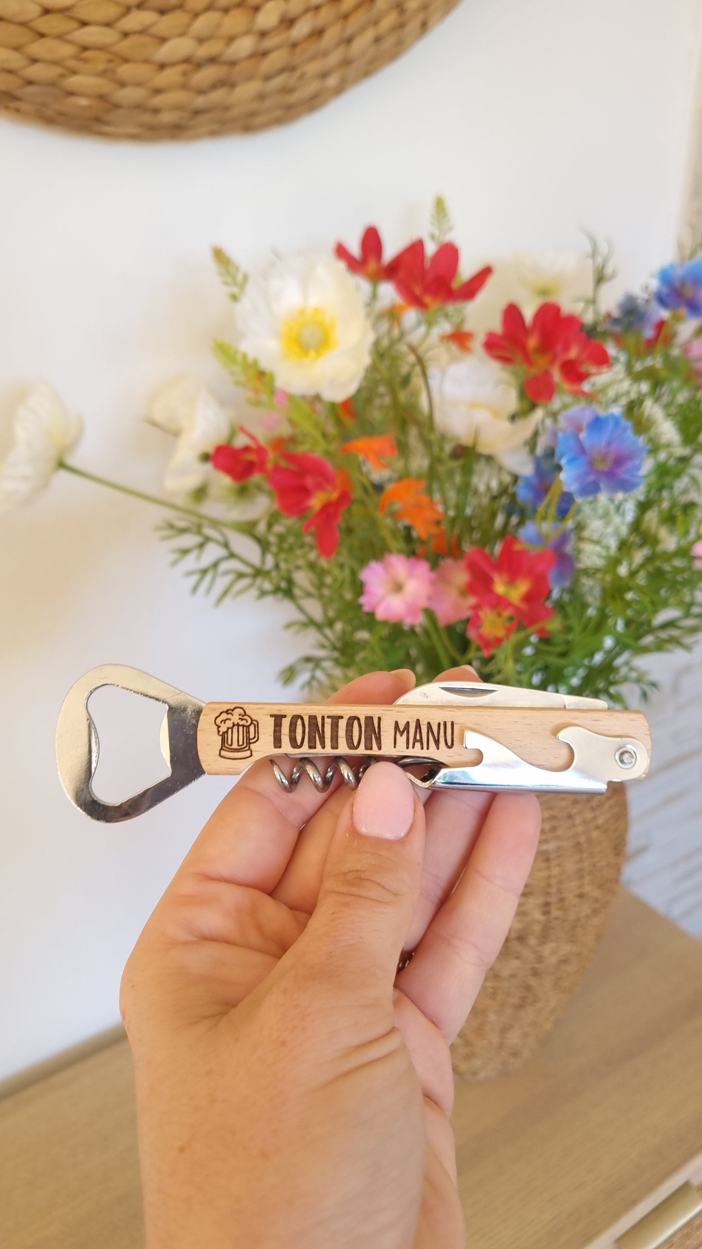 Limonadier décapsuleur en bois personnalisé