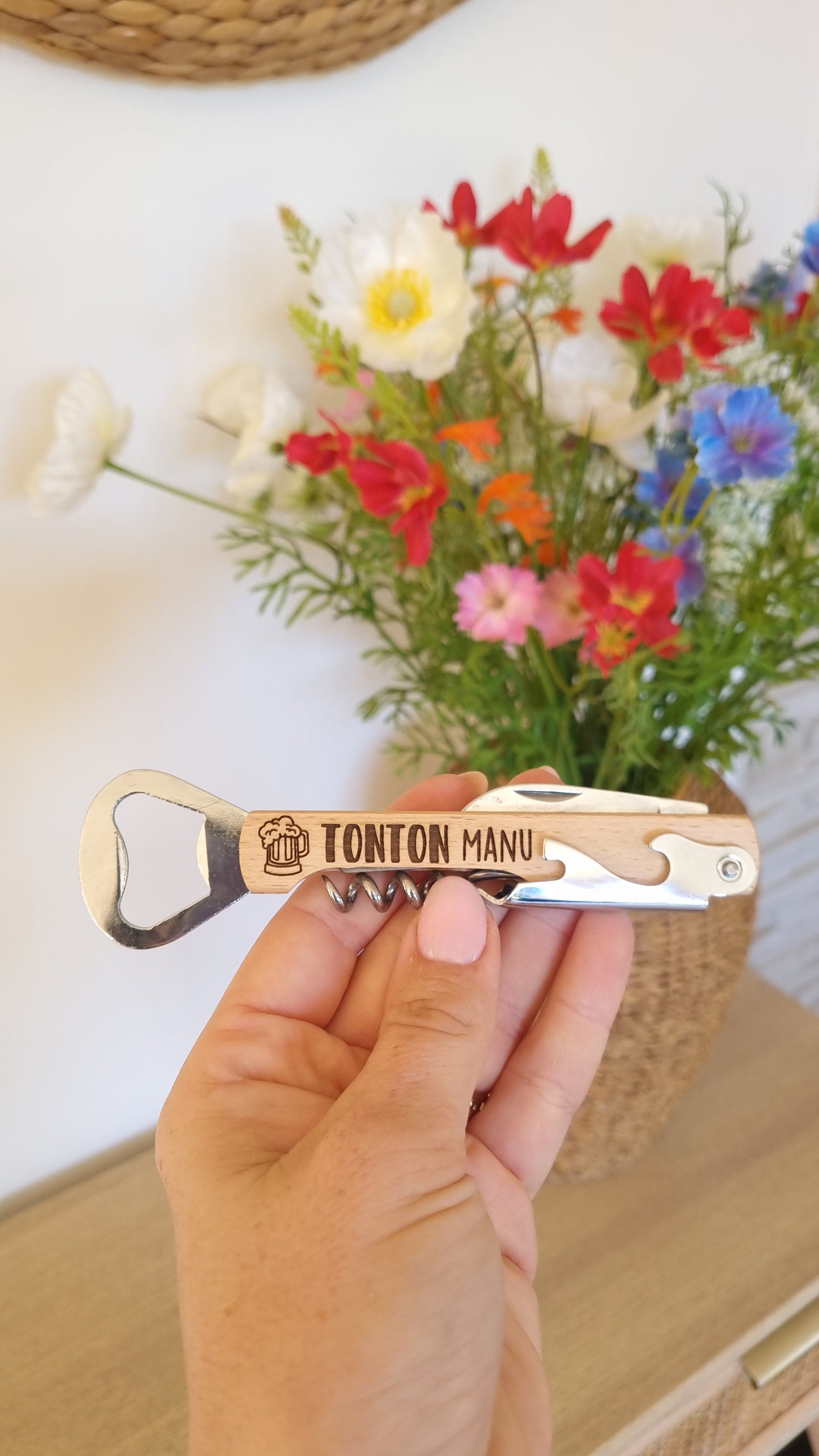 Limonadier décapsuleur en bois personnalisé