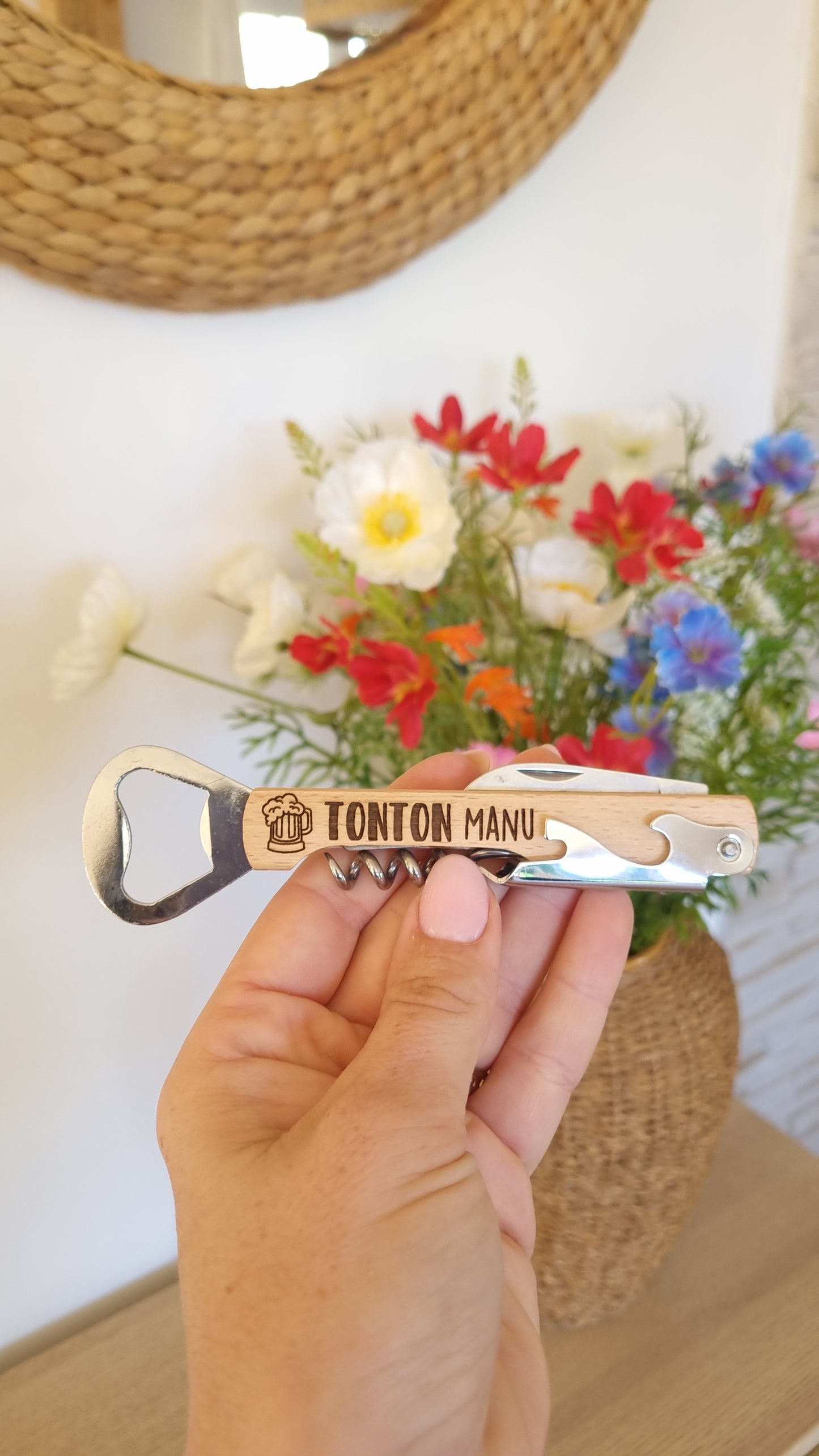 Limonadier décapsuleur en bois personnalisé