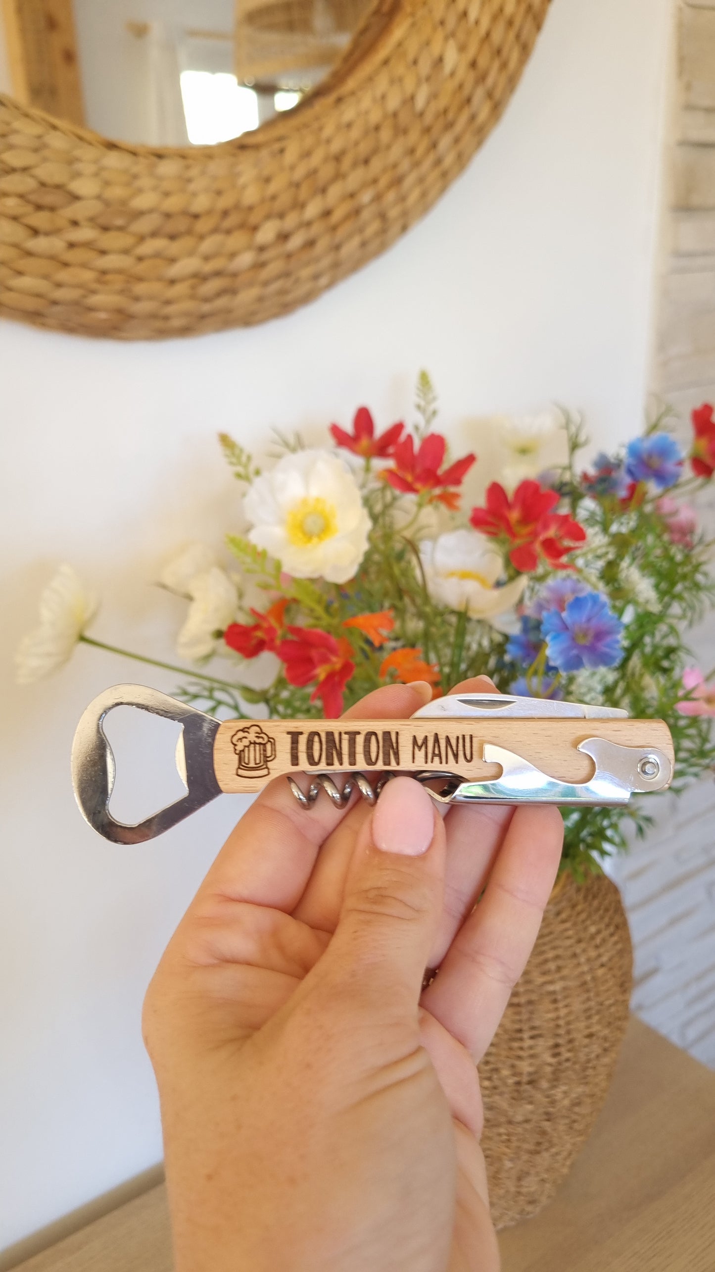 Limonadier décapsuleur en bois personnalisé