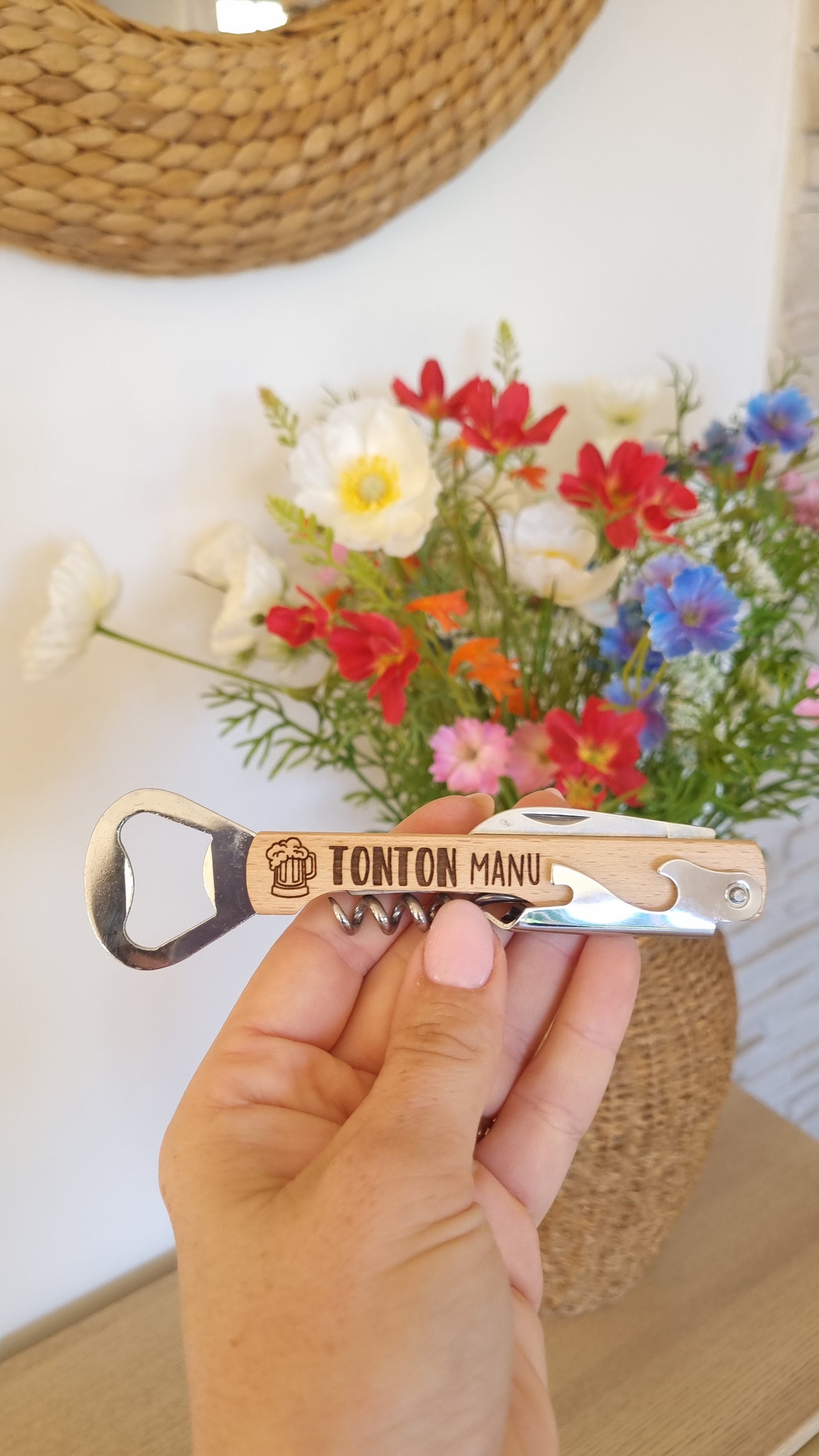 Limonadier décapsuleur en bois personnalisé