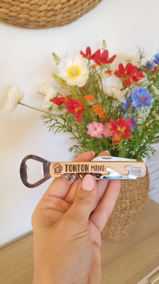 Limonadier décapsuleur en bois personnalisé