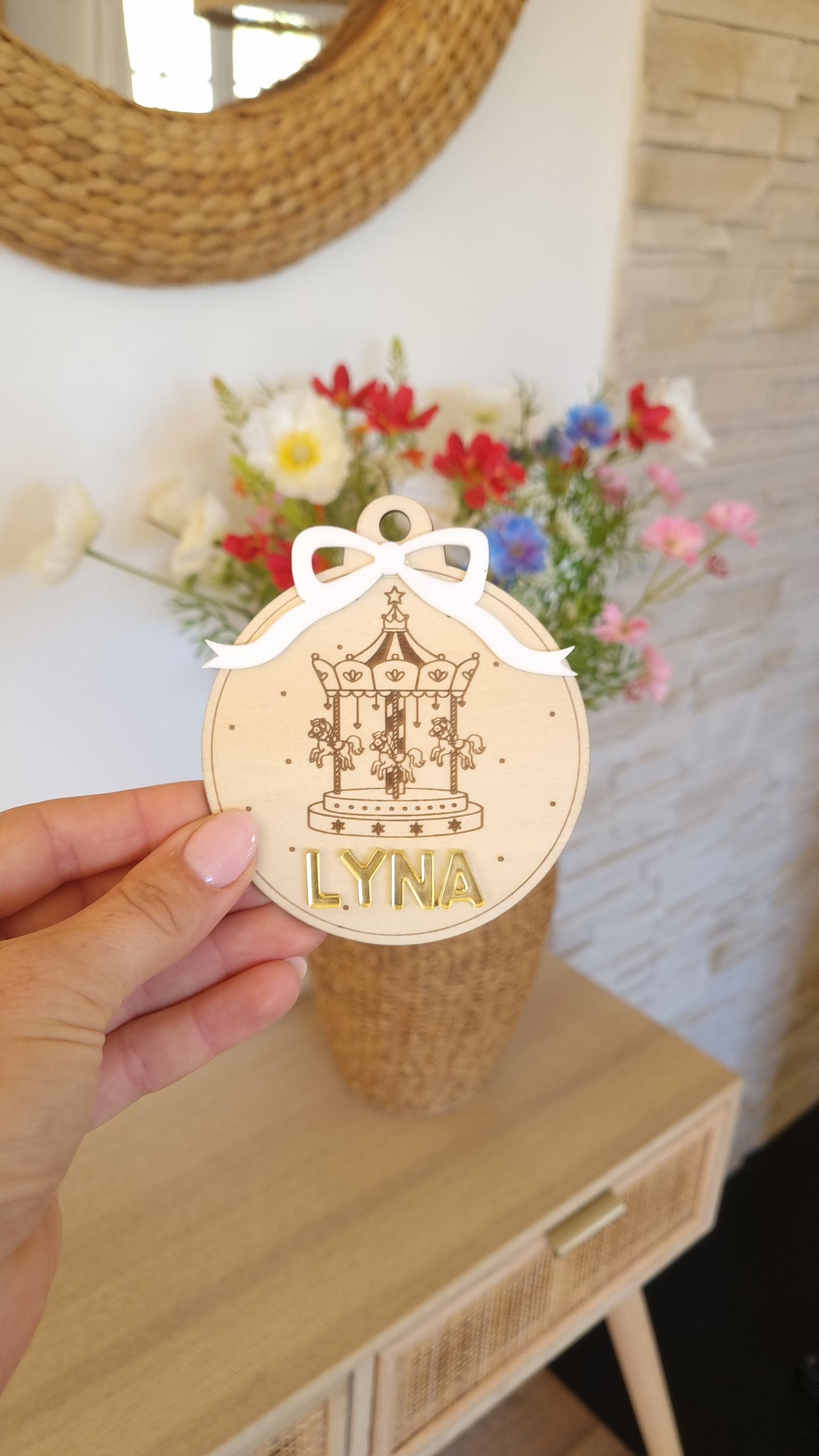 Boules de Noël personnalisées en bois