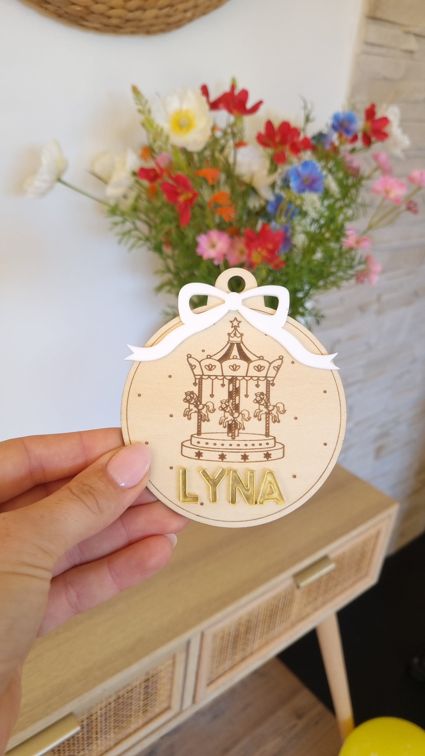 Boules de Noël personnalisées en bois