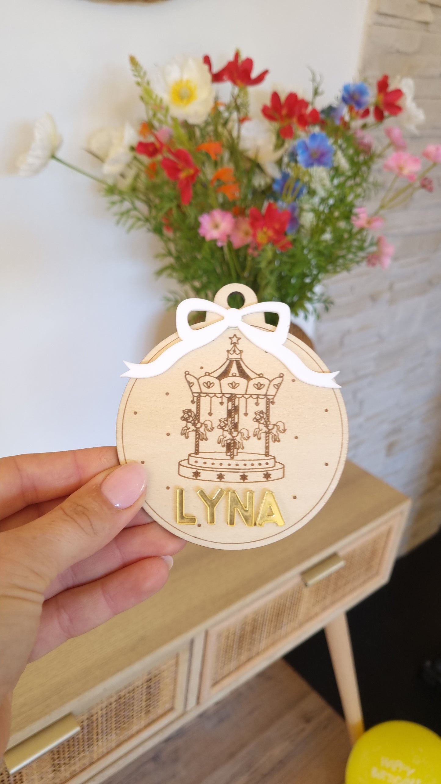 Boules de Noël personnalisées en bois