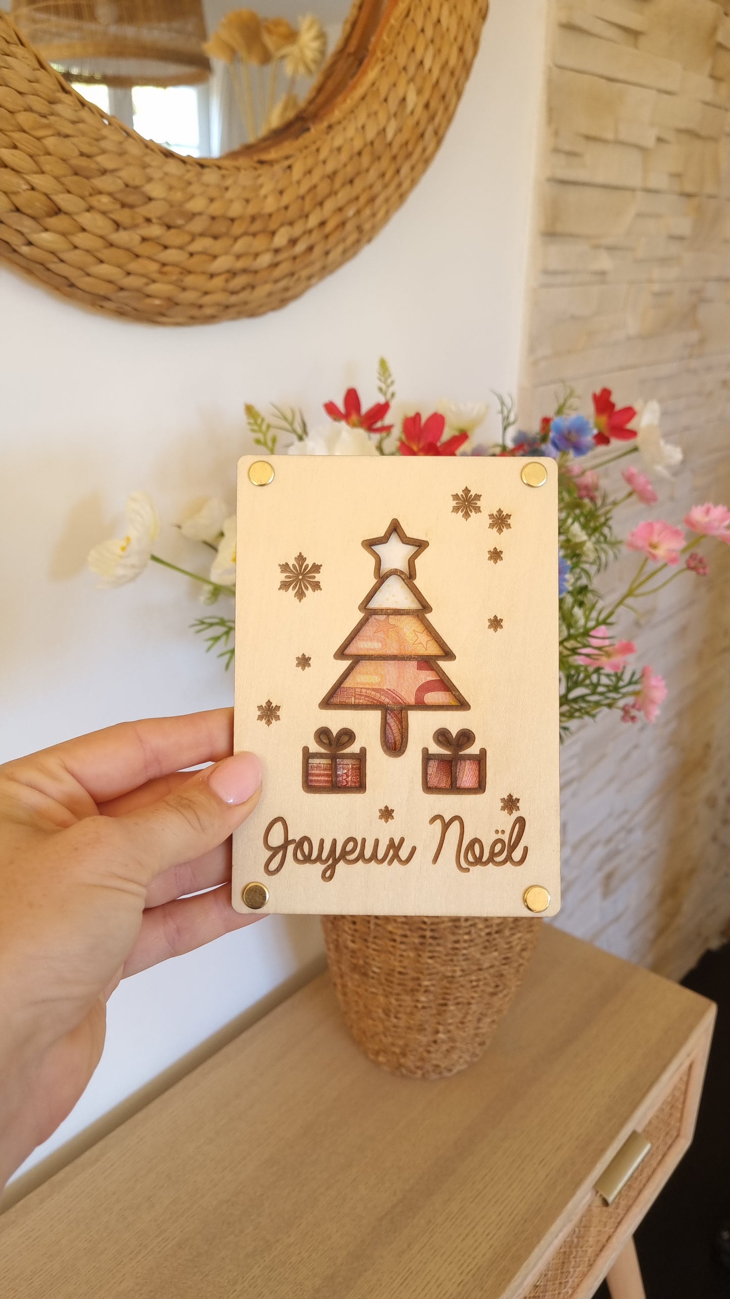 Carte en bois pour Noël