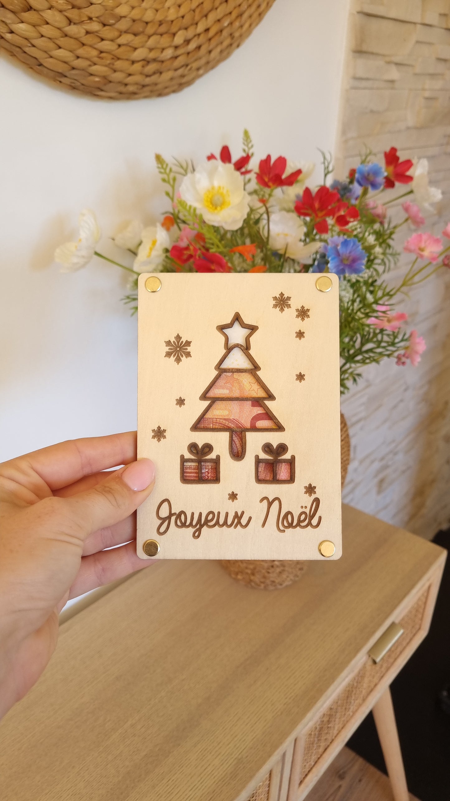 Carte en bois pour Noël