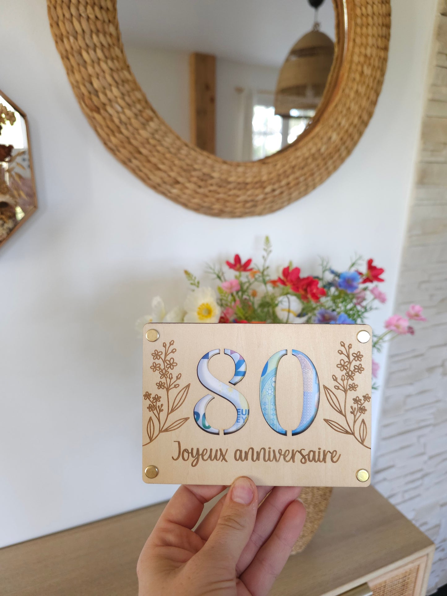 Carte en bois Joyeux anniversaire
