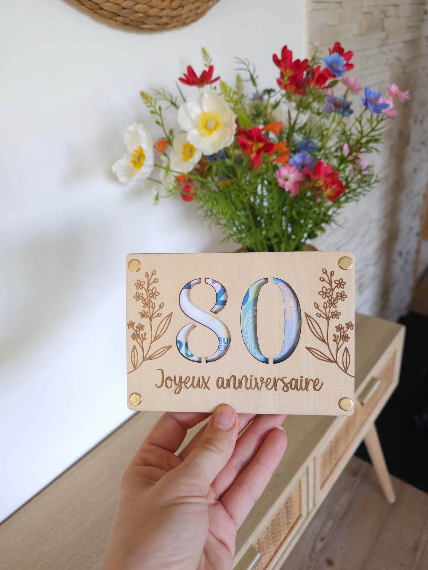 Carte en bois Joyeux anniversaire