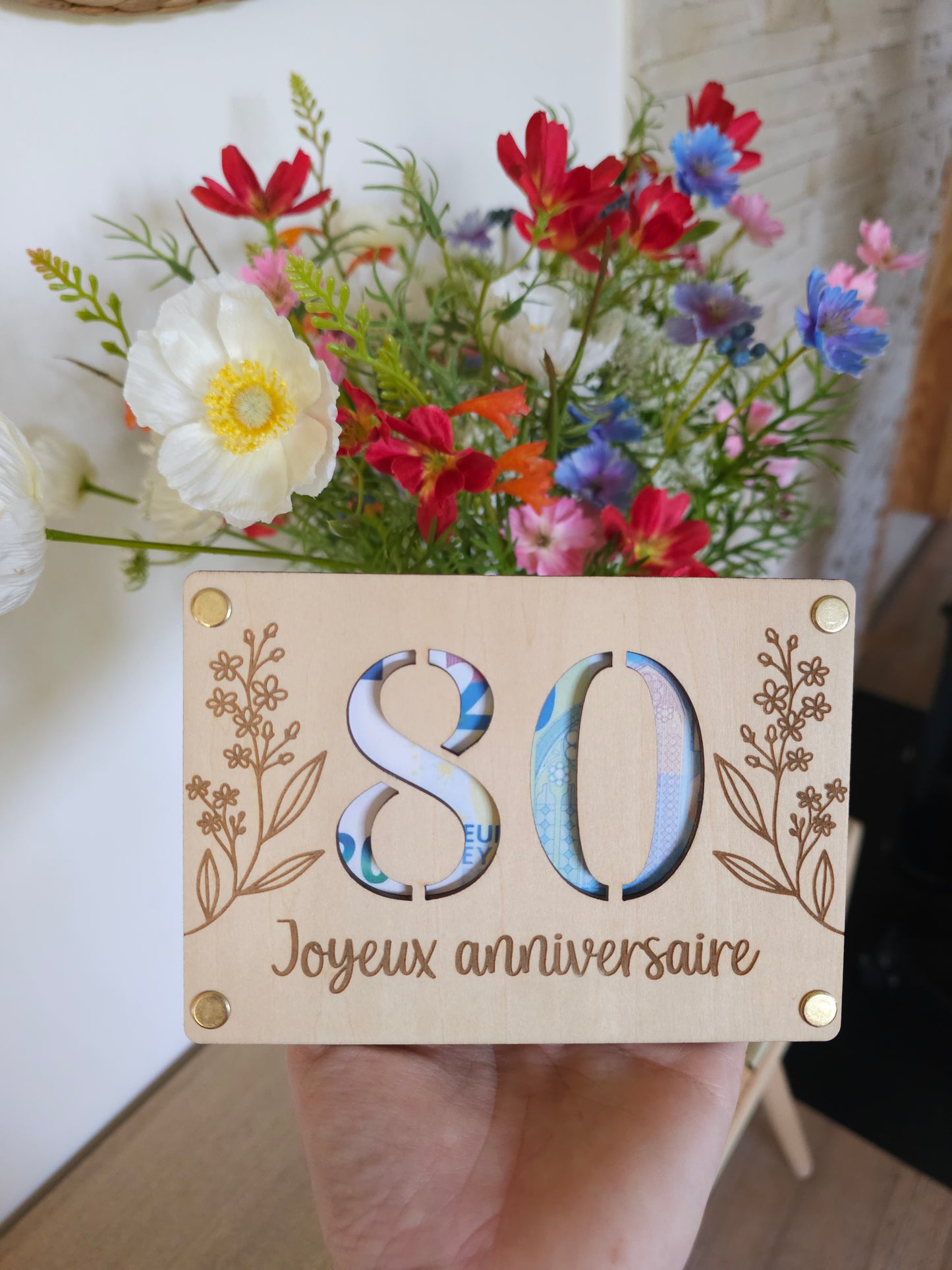 Carte en bois Joyeux anniversaire