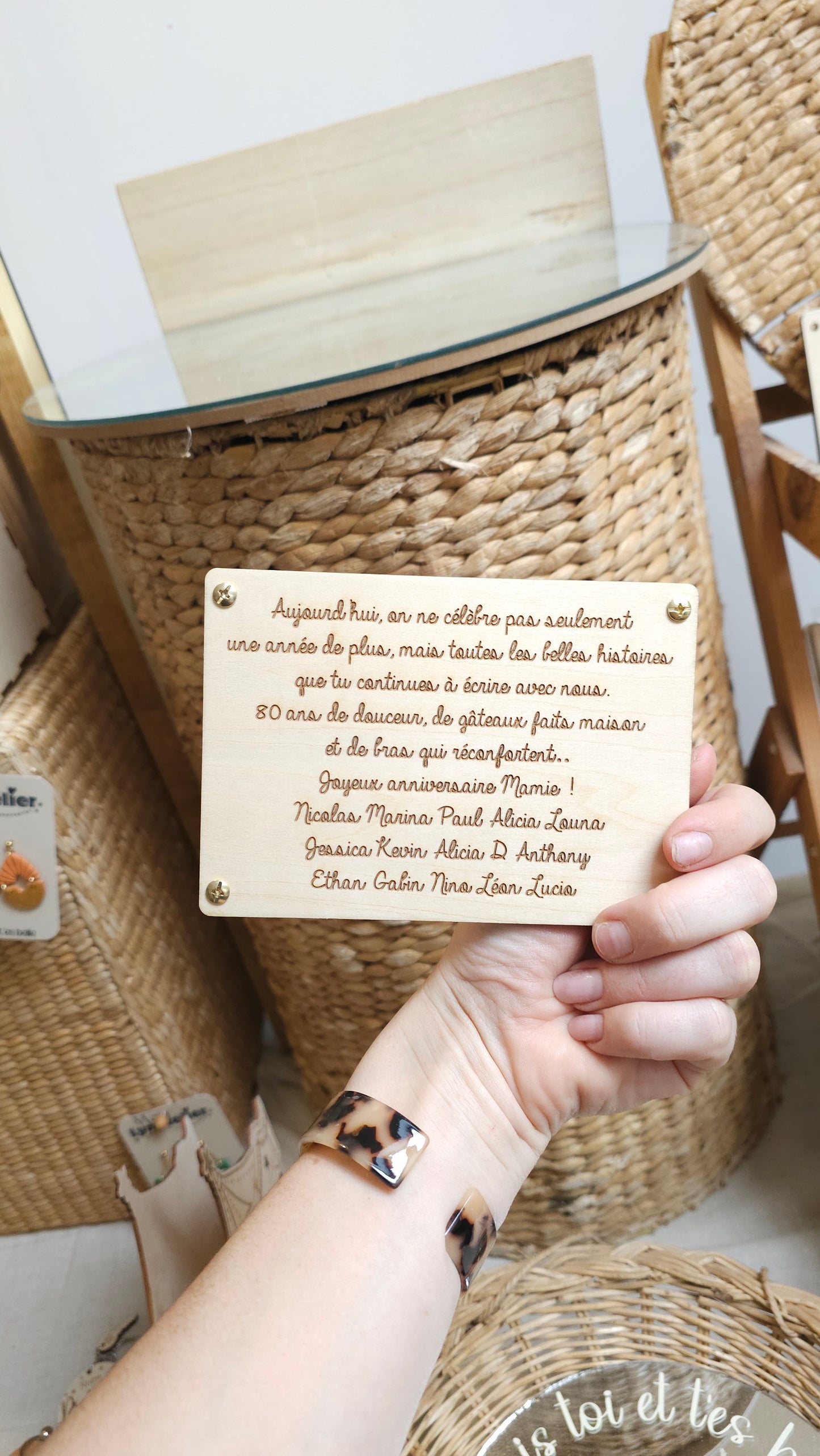 Carte en bois Joyeux anniversaire