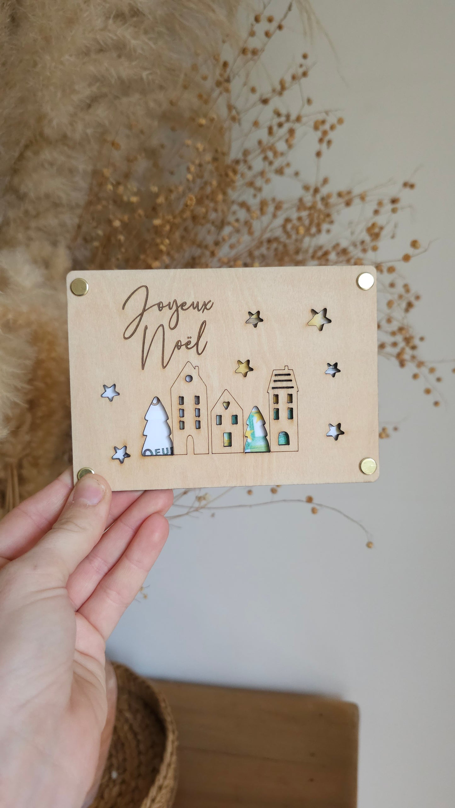 Carte en bois pour Noël