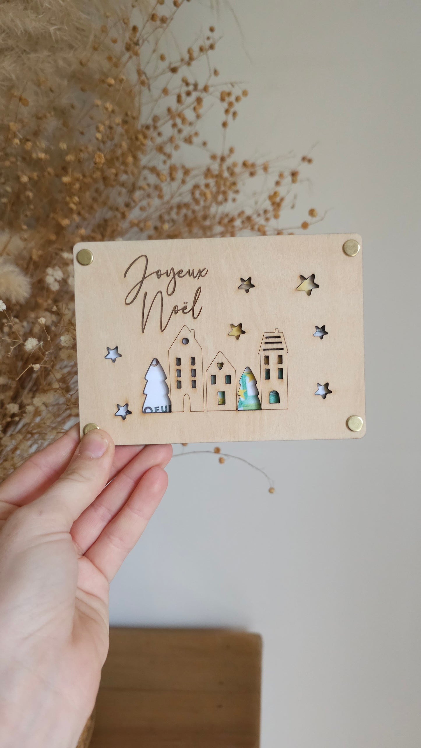Carte en bois pour Noël