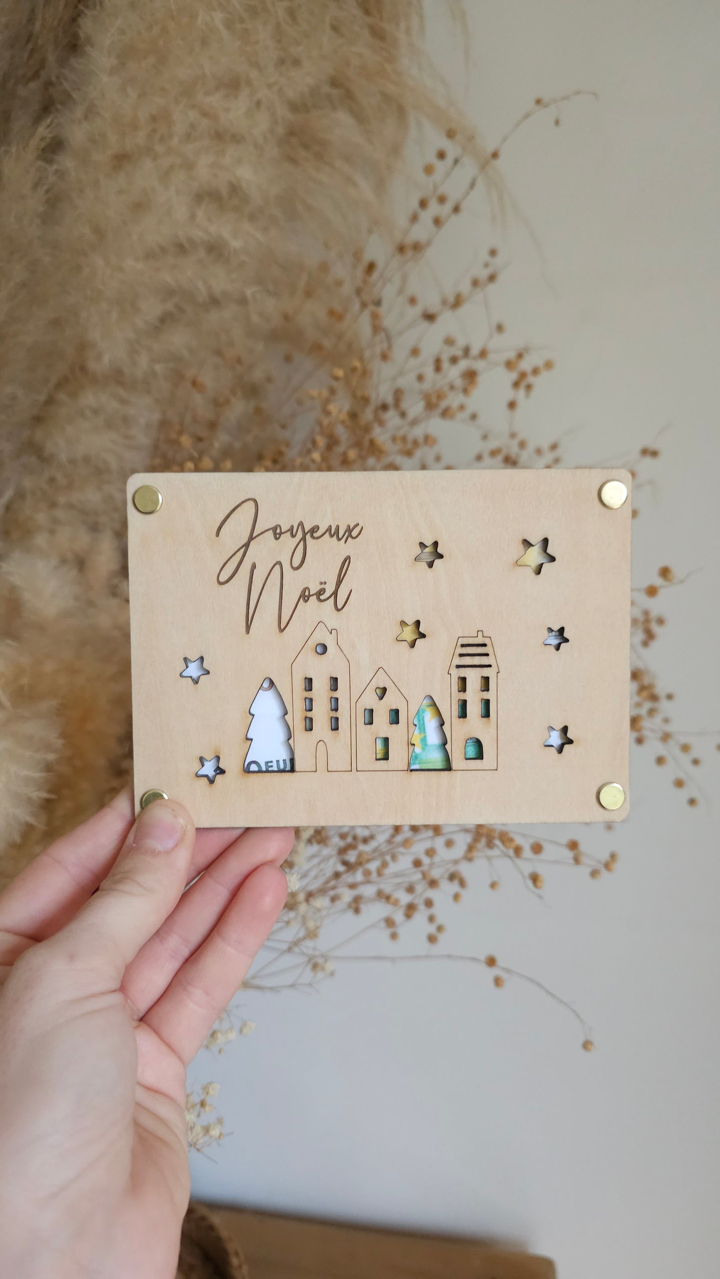 Carte en bois pour Noël