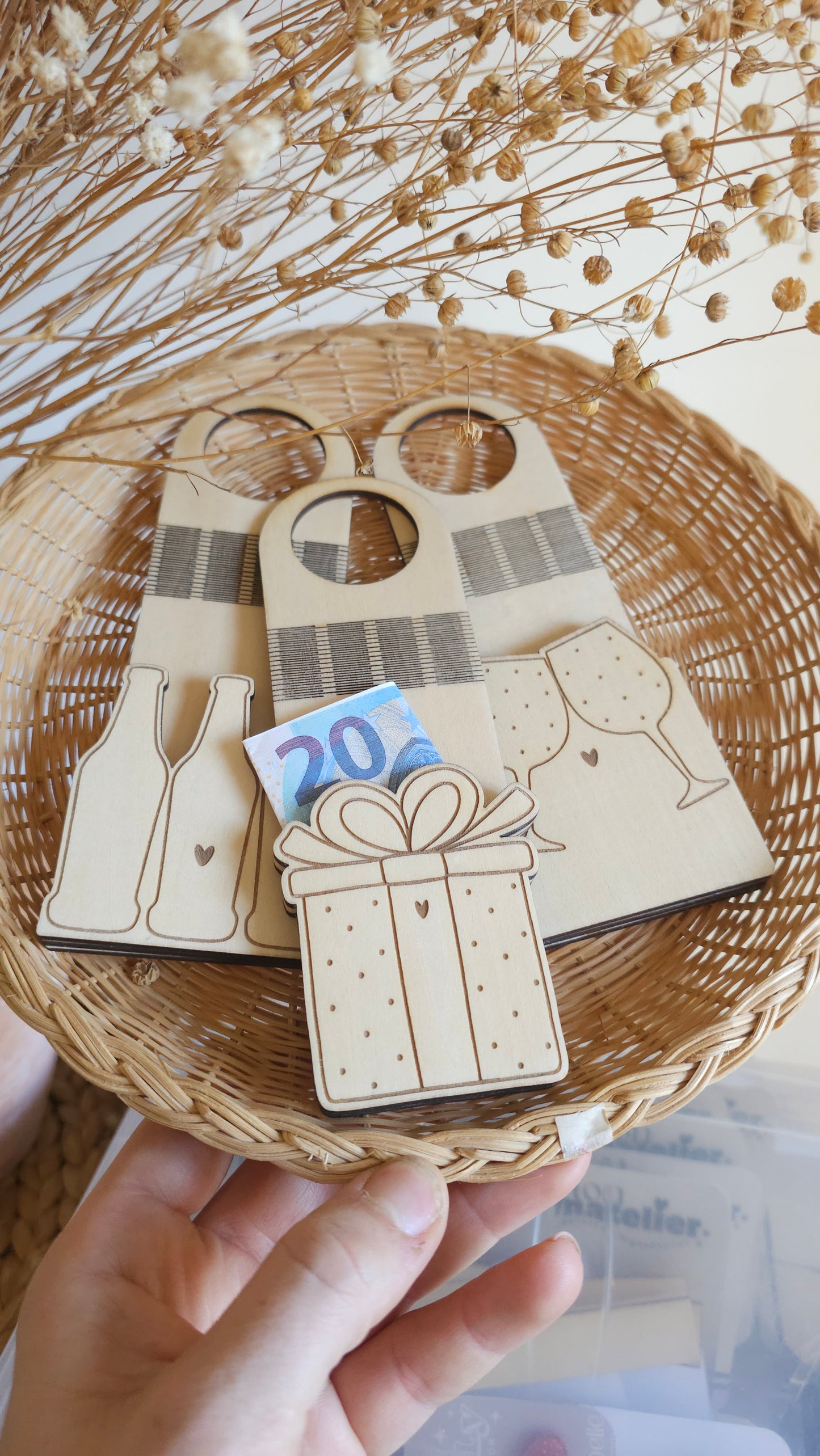 Etiquette à bouteille en bois pour offrir de l’argent – Cadeau original et personnalisé