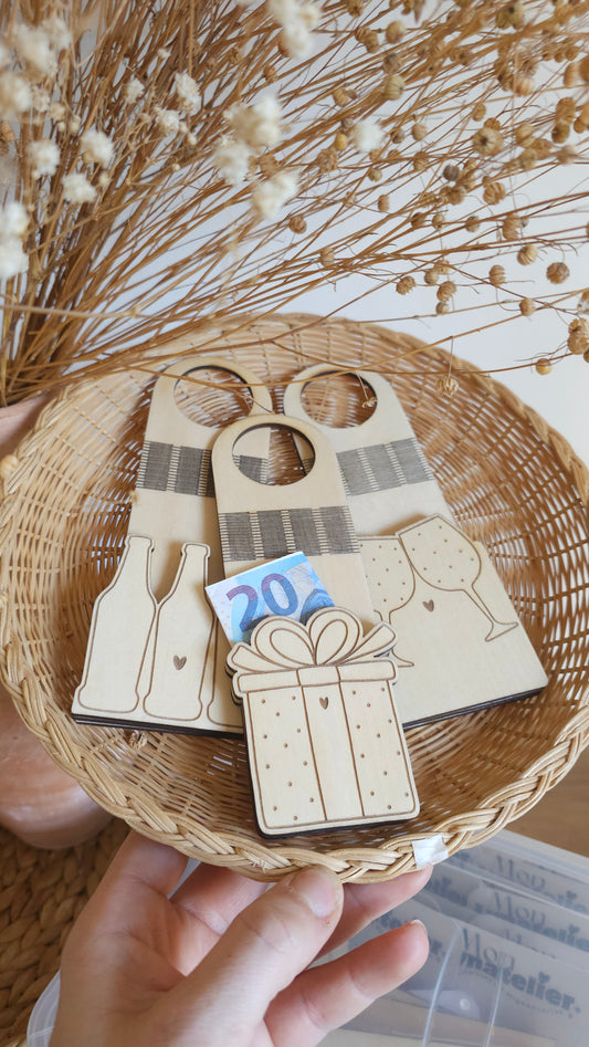 Etiquette à bouteille en bois pour offrir de l’argent – Cadeau original et personnalisé