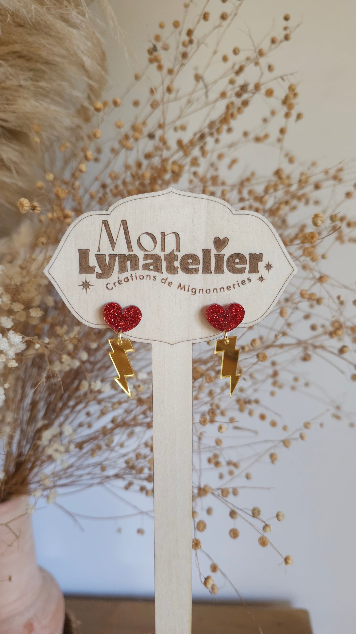 Boucles d'oreilles éclairs et cœur