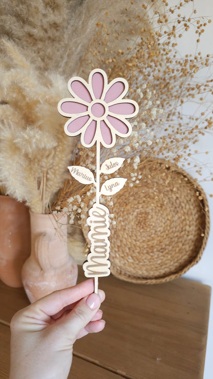 Fleurs en bois personnalisées – Mamie