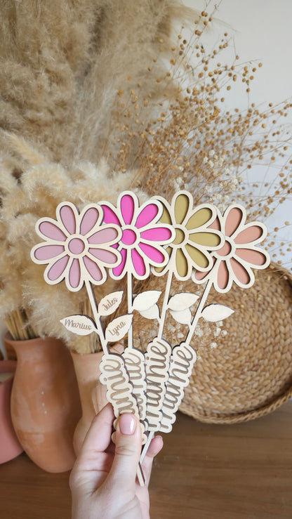 Fleurs en bois personnalisées – Mamie