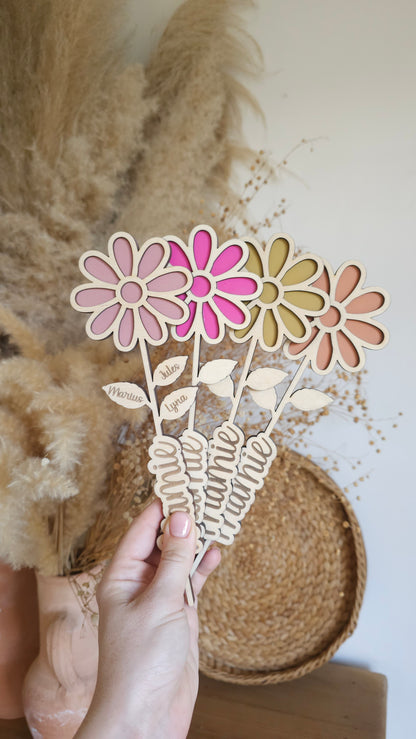 Fleurs en bois personnalisées – Mamie