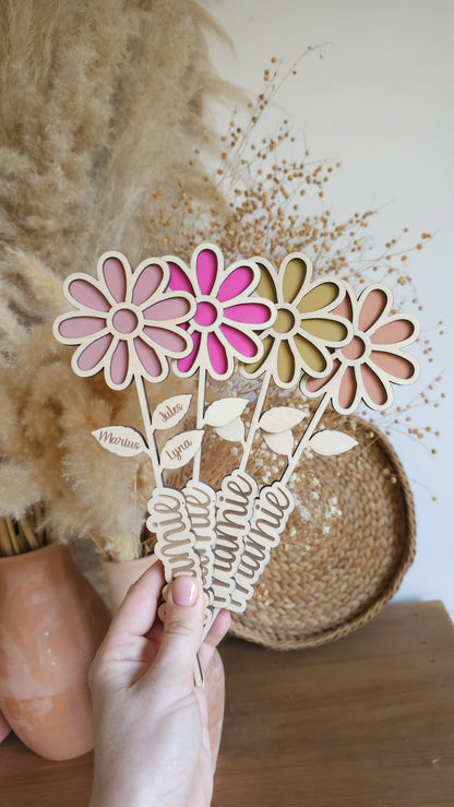 Fleurs en bois personnalisées – Mamie
