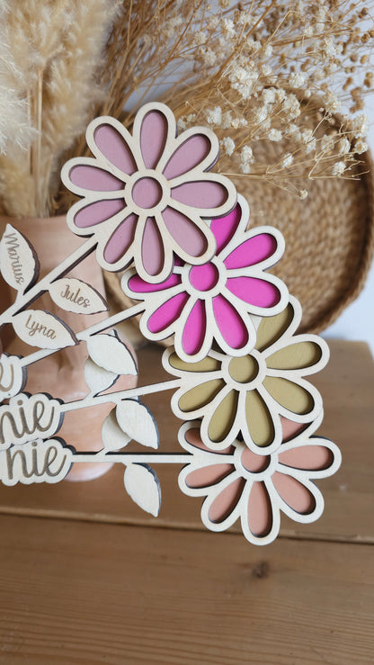 Fleurs en bois personnalisées – Mamie