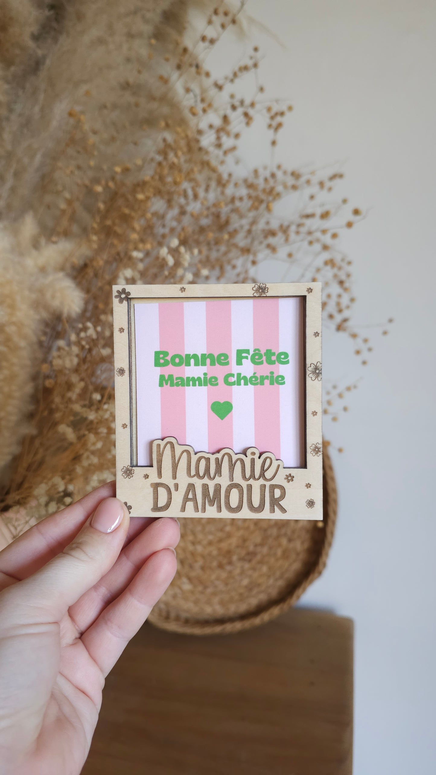 Cadre Polaroid en bois personnalisé – Spécial Fête des Mamies