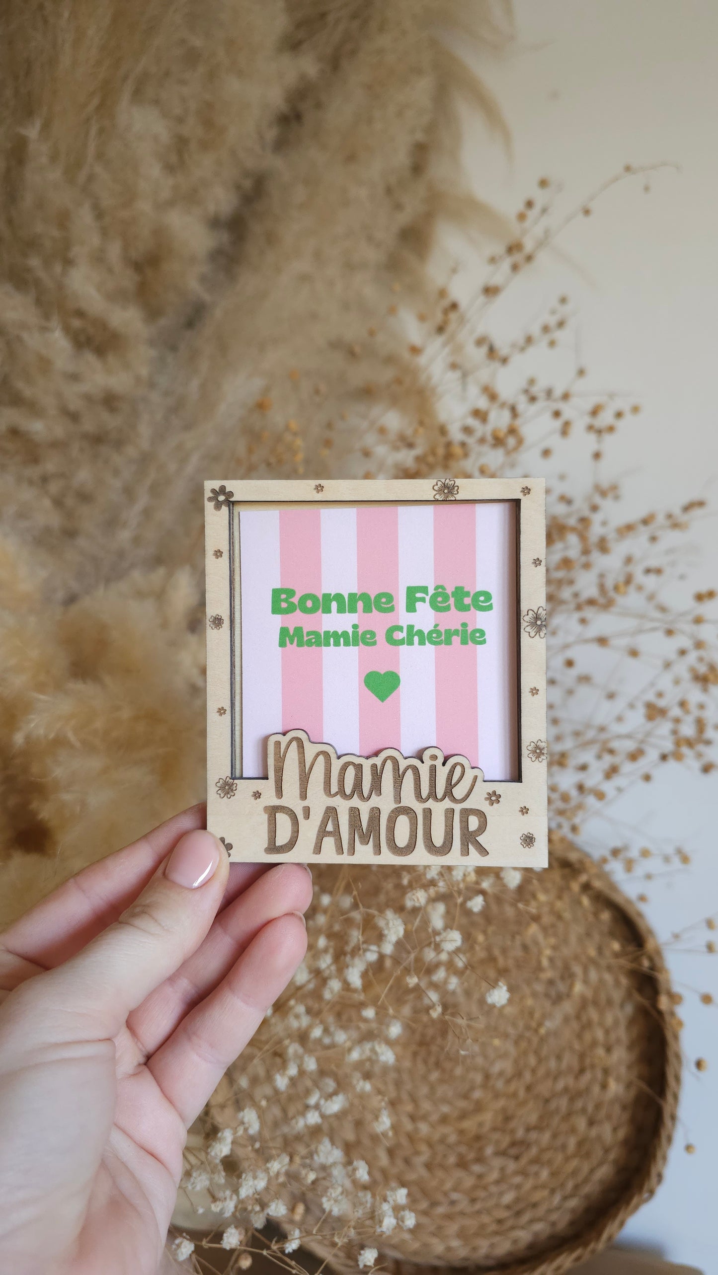Cadre Polaroid en bois personnalisé – Spécial Fête des Mamies