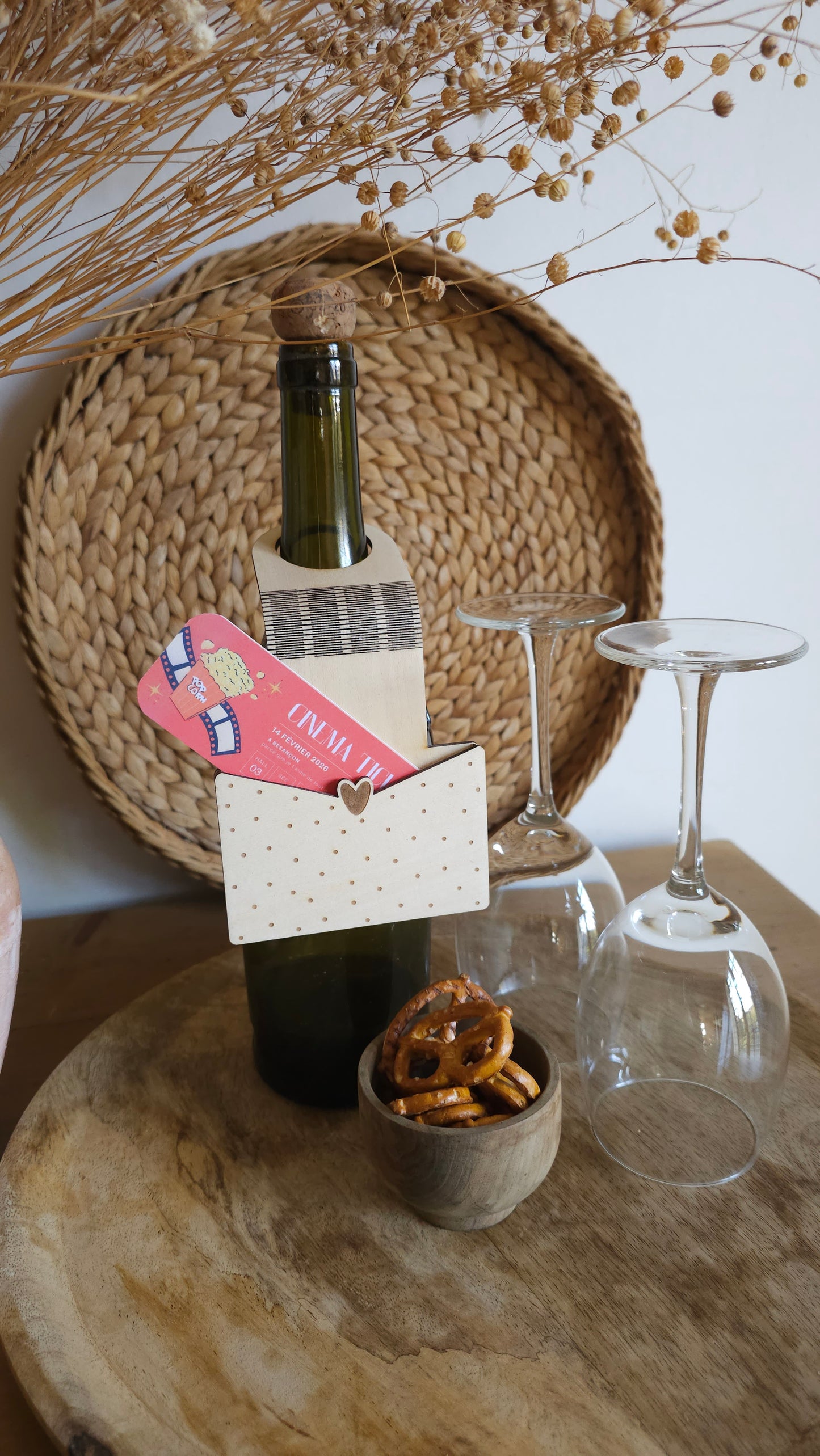 Etiquette à bouteille en bois pour offrir de l’argent – Cadeau original et personnalisé - Saint-Valentin