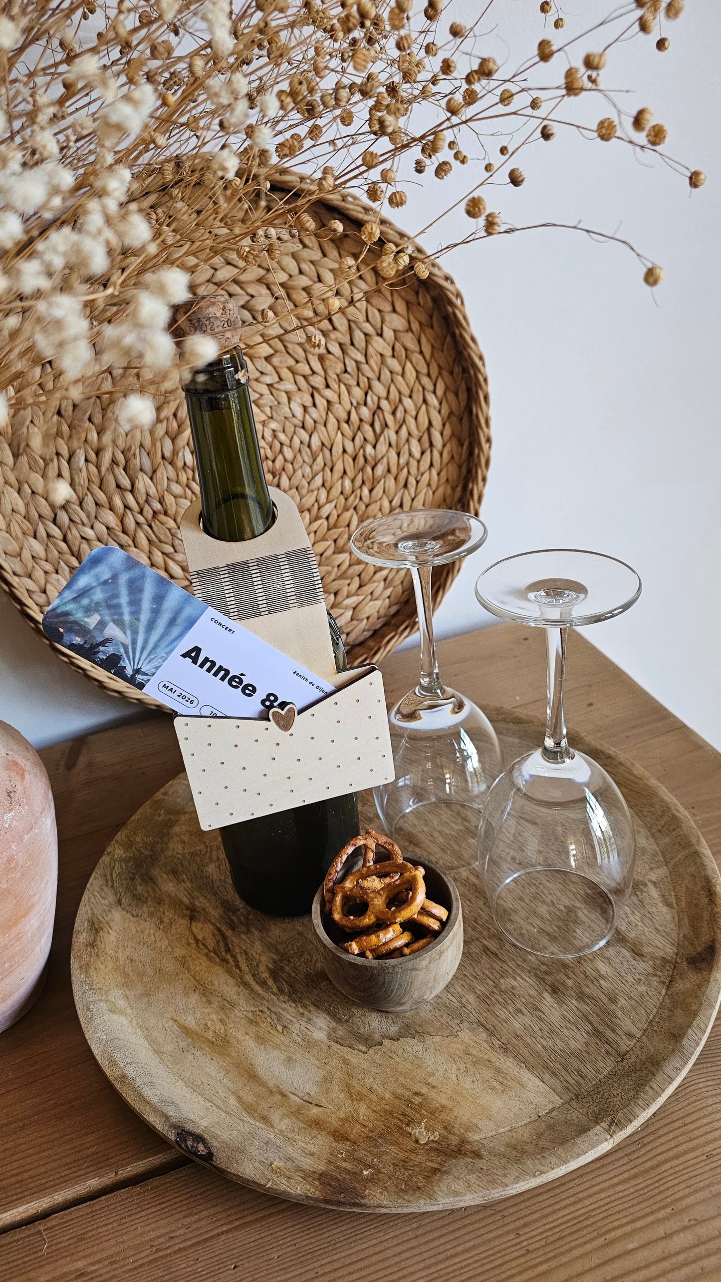 Etiquette à bouteille en bois pour offrir de l’argent – Cadeau original et personnalisé - Saint-Valentin