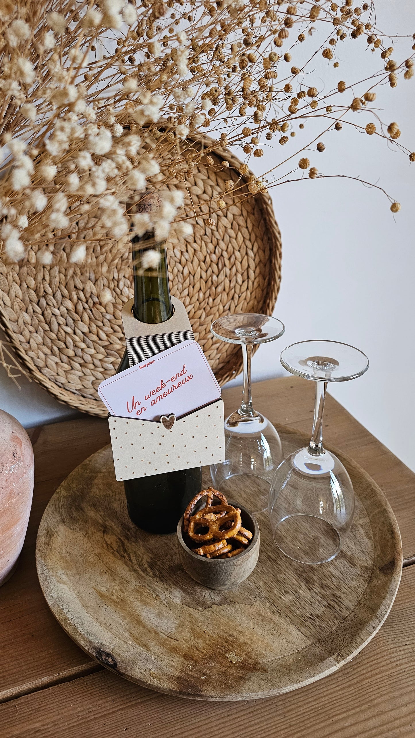Etiquette à bouteille en bois pour offrir de l’argent – Cadeau original et personnalisé - Saint-Valentin