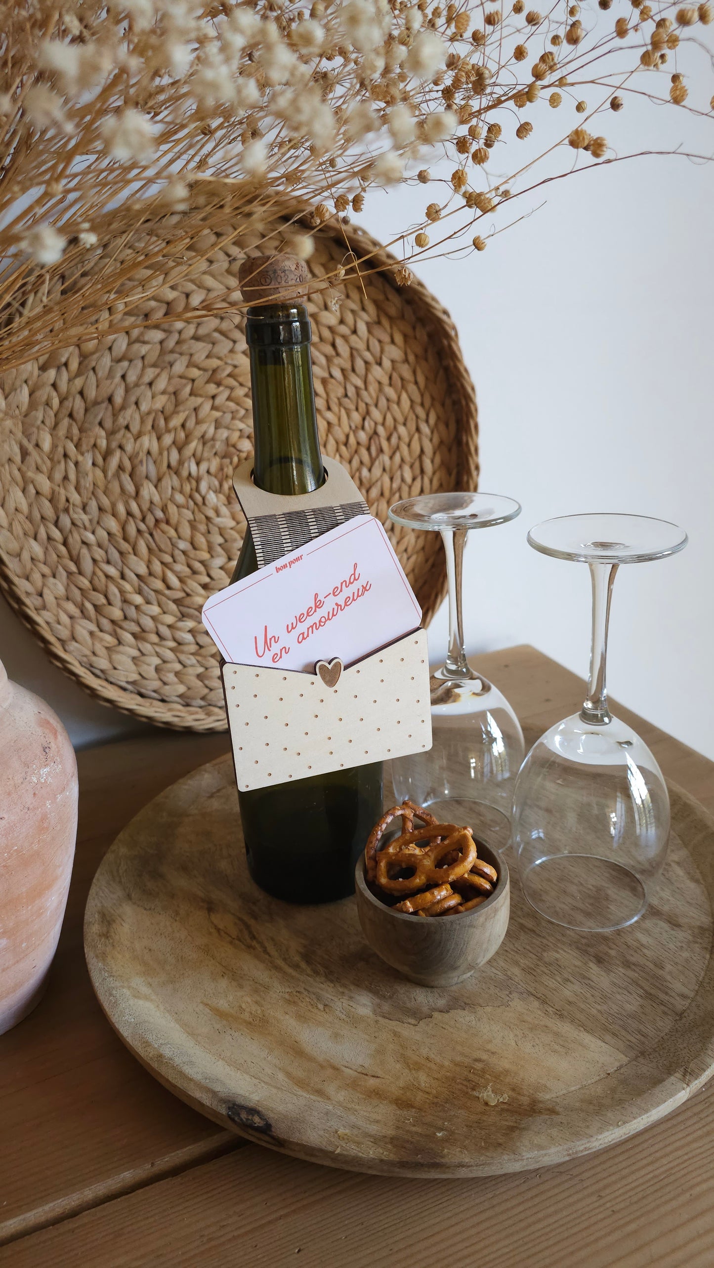 Etiquette à bouteille en bois pour offrir de l’argent – Cadeau original et personnalisé - Saint-Valentin