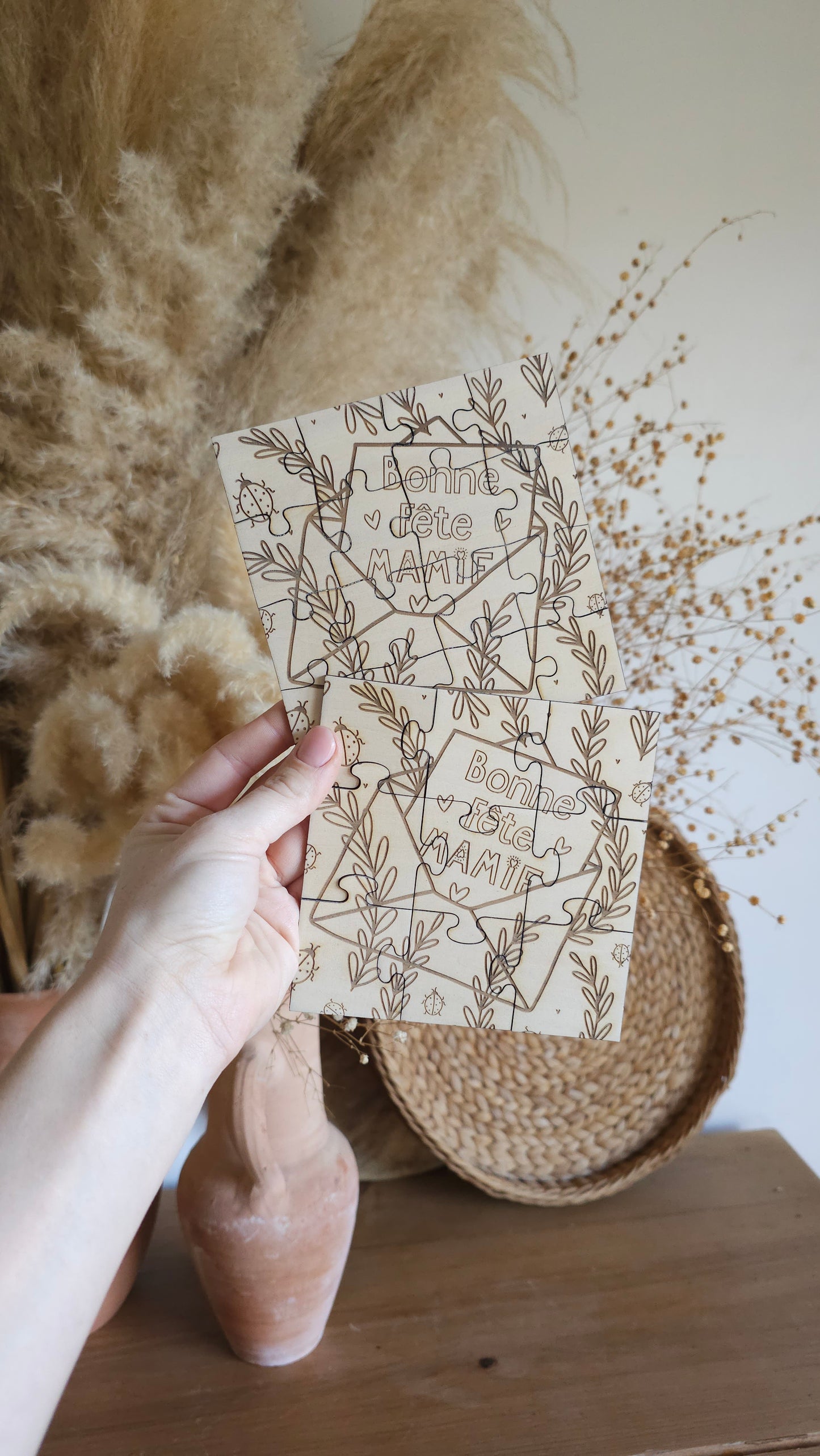 Puzzle en bois personnalisable – Fête des Mamies