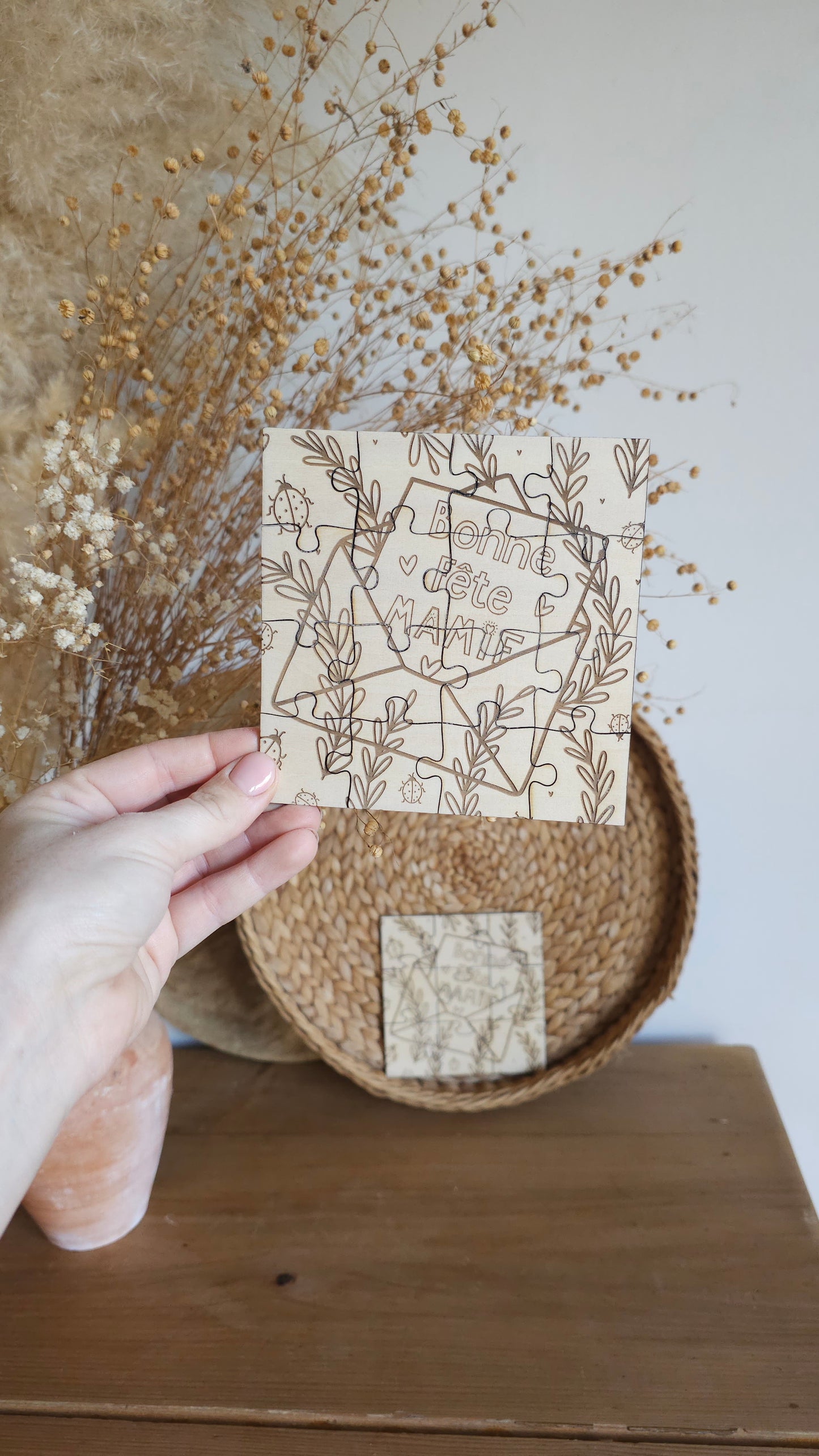 Puzzle en bois personnalisable – Fête des Mamies