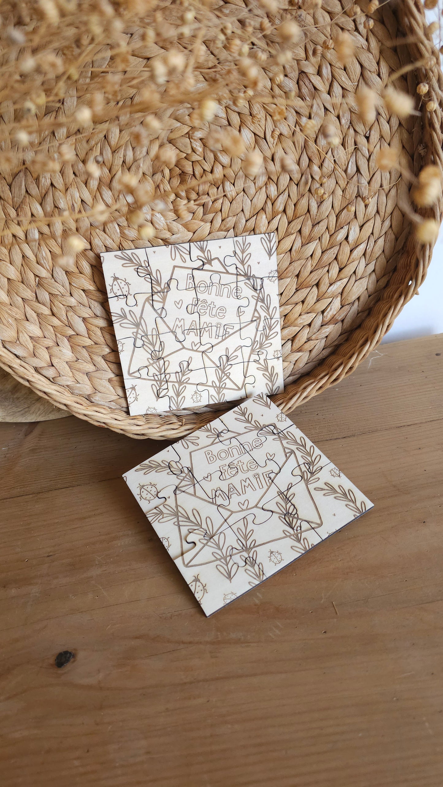 Puzzle en bois personnalisable – Fête des Mamies