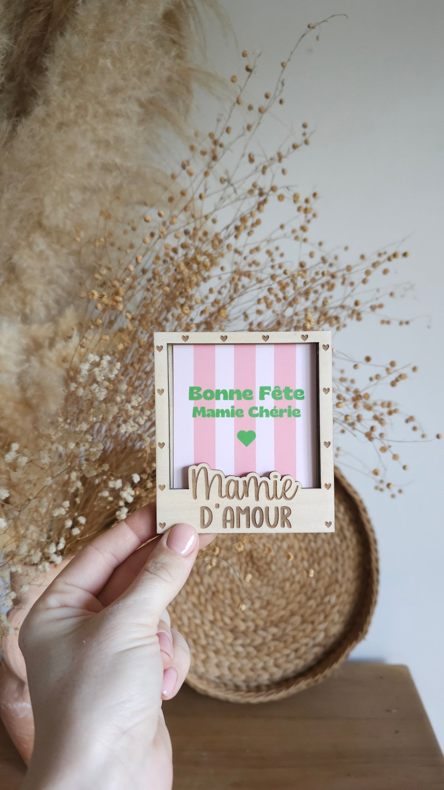 Cadre Polaroid en bois personnalisé – Spécial Fête des Mamies