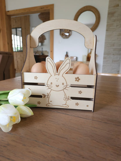 Panier de Pâques en bois personnalisé avec prénom