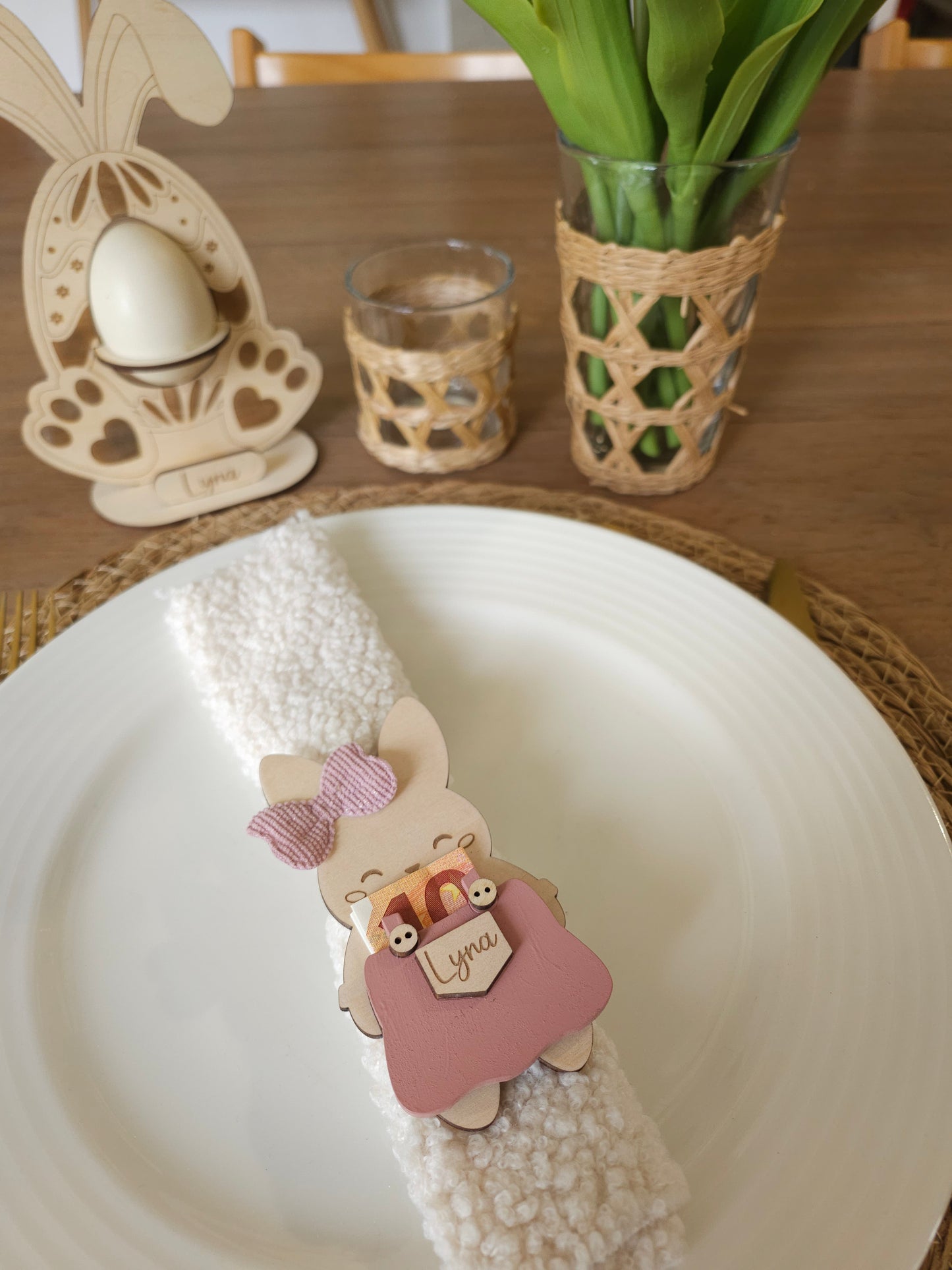 Lapin en Bois billet Personnalisé