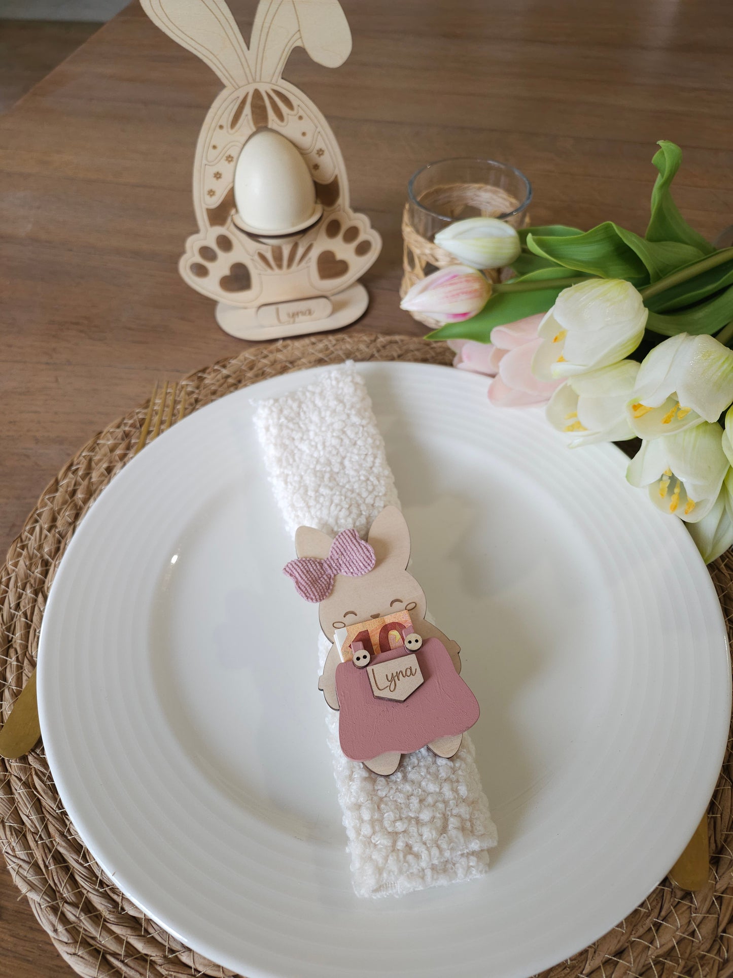 Lapin en Bois billet Personnalisé
