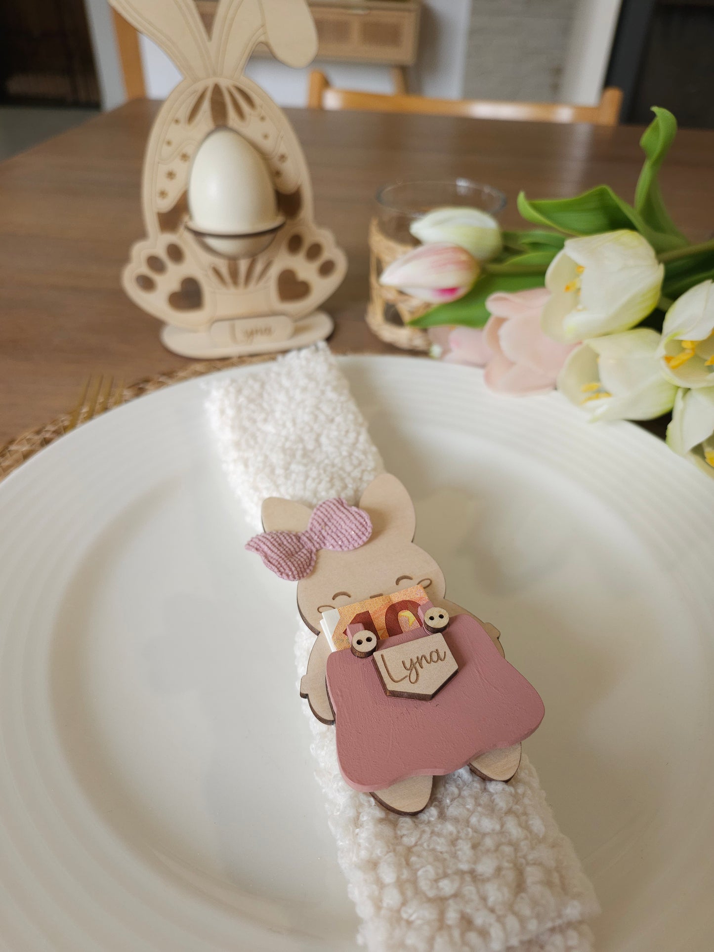 Lapin en Bois billet Personnalisé