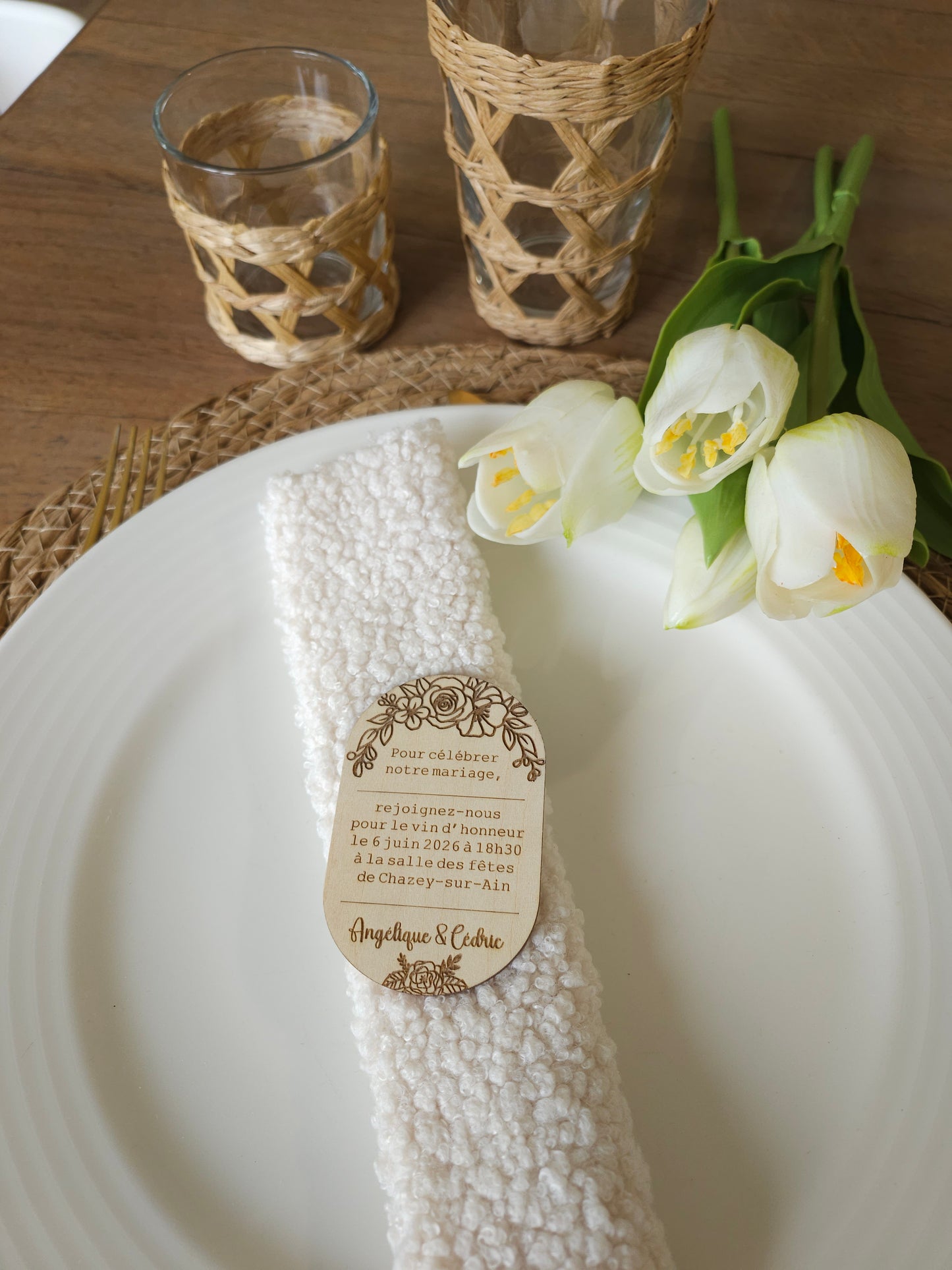Aimant invitation de mariage en bois personnalisable