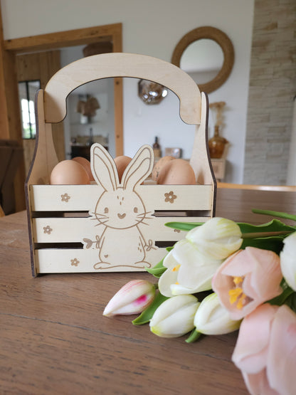 Panier de Pâques en bois personnalisé avec prénom