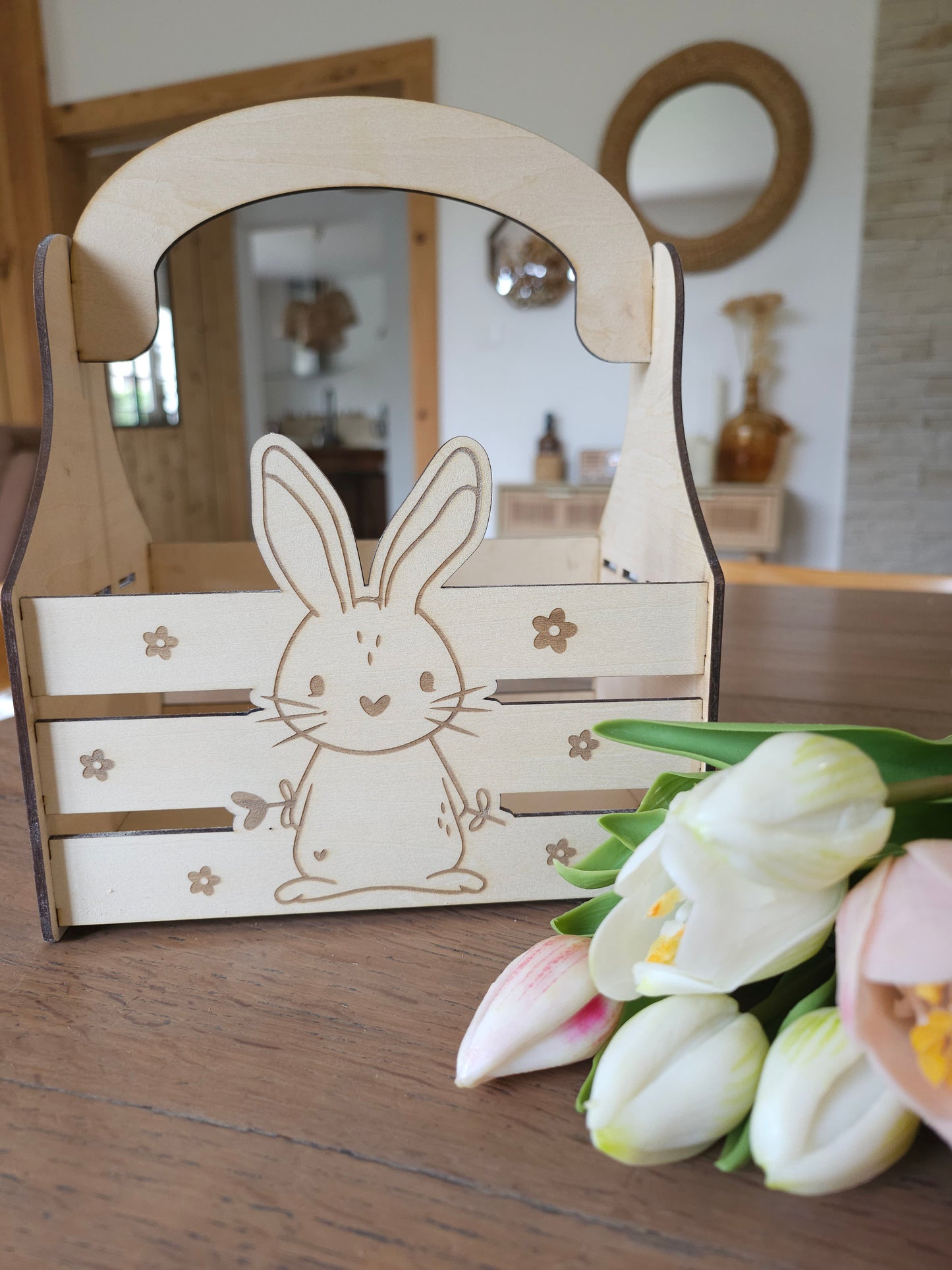 Panier de Pâques en bois personnalisé avec prénom