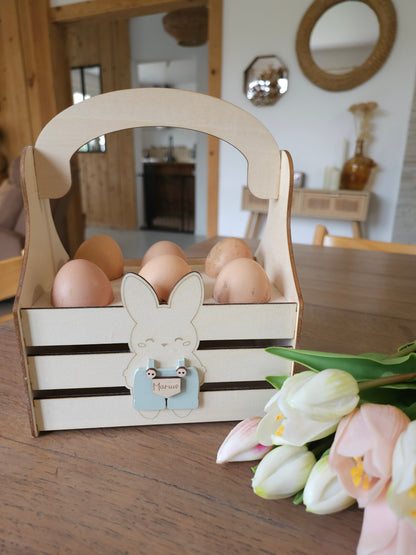 Panier de Pâques en bois personnalisé avec prénom