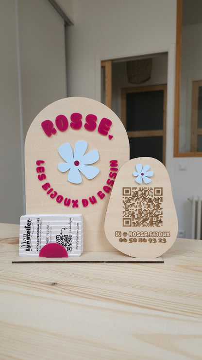 Panneau QR Code réseaux sociaux + carte de visite