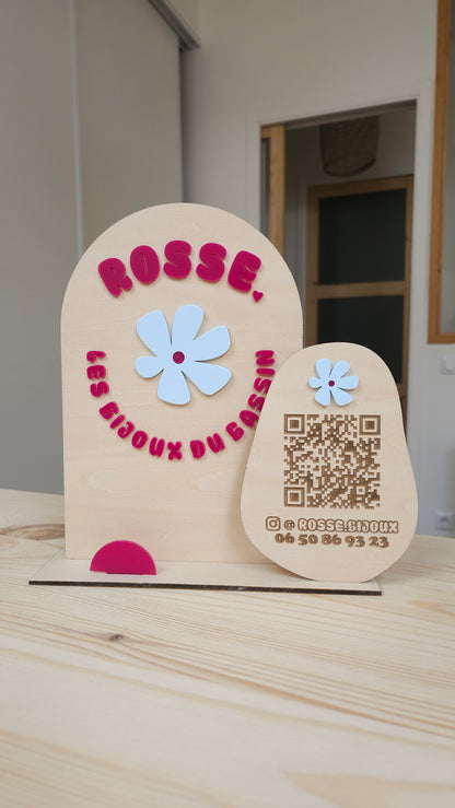 Panneau QR Code réseaux sociaux + carte de visite