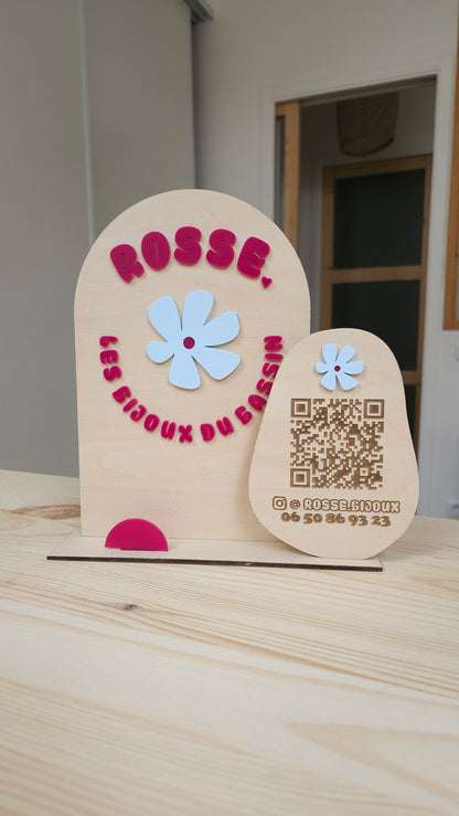 Panneau QR Code réseaux sociaux + carte de visite